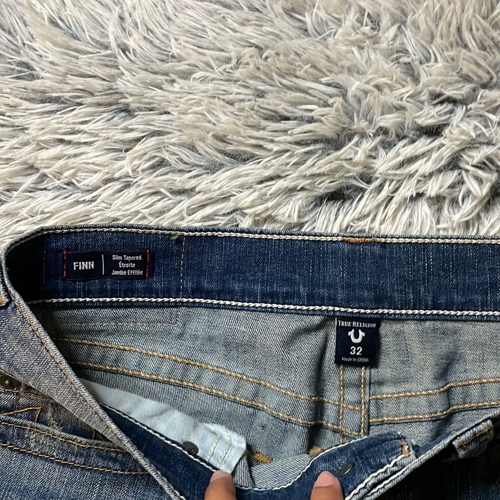 Men’s True Religion Jeans Finn Slim Tapered Frayed Ankle Zip size 32 - Picture 7 of 16